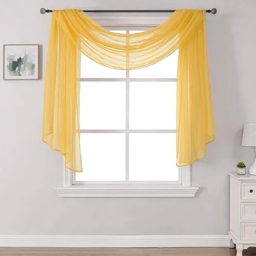 Vista 22 de Bufanda transparente para ventana de 144 pulgadas de largo, color azul bebé, perfecta como bufandas de cenefa, así como toldo de cama o decoración