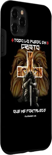 Vista 3 de Funda para iPhone 11 Pro Max Filipenses 4 13 Versos Biblicos English Regalos Cristianos