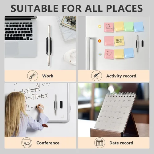 Vista 7 de Paquete de 10 soportes adhesivos para bolígrafos para escritorio, soporte de silicona para aula, accesorios para profesores y estudiantes, Negro
