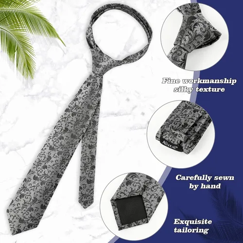 Vista 5 de Alizeal Mens 3.15inches Floral Printed Necktie with Handkerchief Set