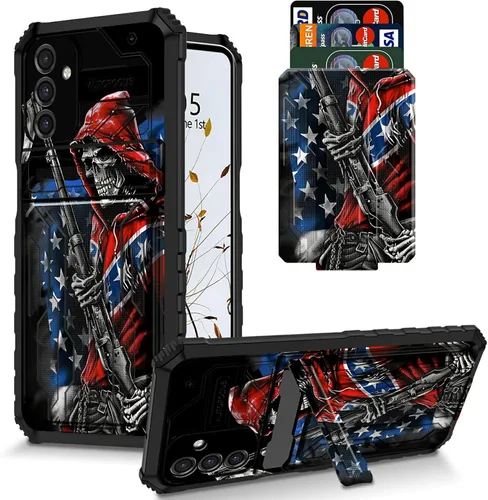 Vista 94 de Funda para Galaxy S21 FE 5G 2022 con soporte, funda de doble capa de policarbonato duro de TPU suave, estampado de vaca, estampado animal