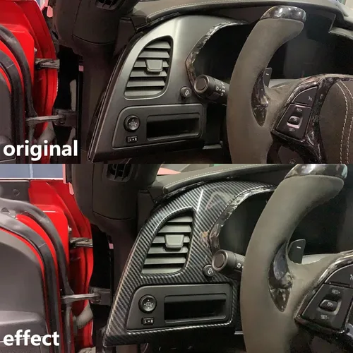 Vista 3 de para C7 Corvette Rejilla de Salida de Aire de Control Central de Fibra de Carbono Accesorios de Cubierta para 2014-2019 Chevrolet Corvette C7