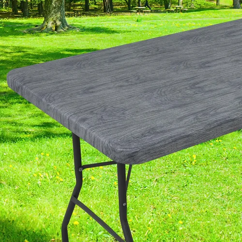 Vista 42 de Smiry Mantel cuadrado para mesa de pícnic, impermeable, elástico, ajustable, para campamento, protector de vinilo con parte trasera de franela Beige