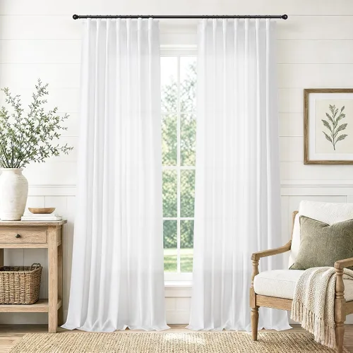 Vista 11 de Jowels Natural Linen Curtains 96 Inches Long 2 Panels for Living Room