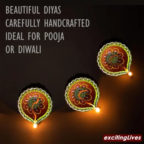Vista 2 de exciting Lives Set of 12 Diwali Diyas For Decoration Diwali, Decorations For Home Diwali Lights Diwali Decor Candle Diwali Gifts For Friends Clay