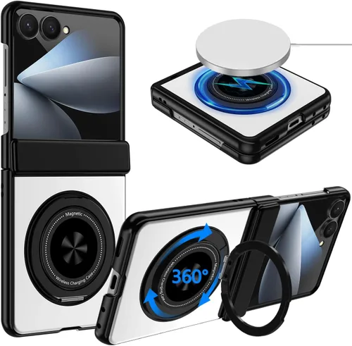 Vista 17 de Hekodonk Funda para Galaxy Z Flip 8 con soporte giratorio de 360º, compatible con MagSafe, protector de pantalla frontal, soporte de anillo Todo