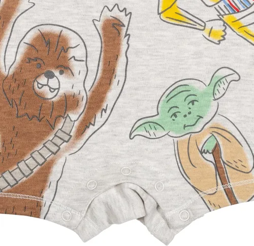 Vista 6 de STAR WARS The Mandalorian Grogu Yoda R2-D2 Chewbacca C-3PO - Mameluco para bebé y sombrero de sol para recién nacido a bebé
