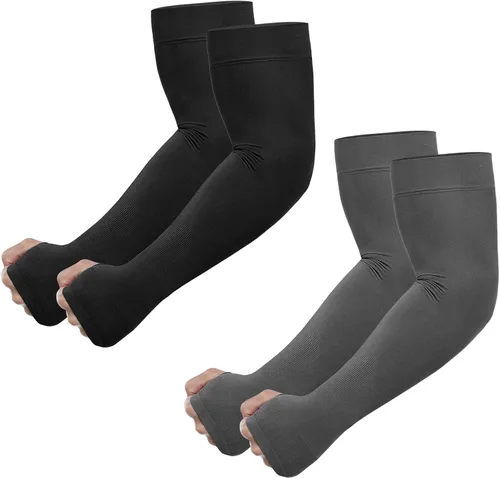 Vista 10 de Newbyinn Mangas de protección solar UV con orificio para el pulgar para hombres, mujeres y jóvenes, manga refrescante para cubrir tatuajes
