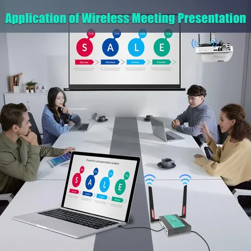 Vista 5 de Mirabox Transmisor HDMI inalámbrico y extensor de receptor 1x4-656.2 ft (656 pies) 5.8GHz 1080P @60Hz Kit de extensor de audio y video con bucle IR
