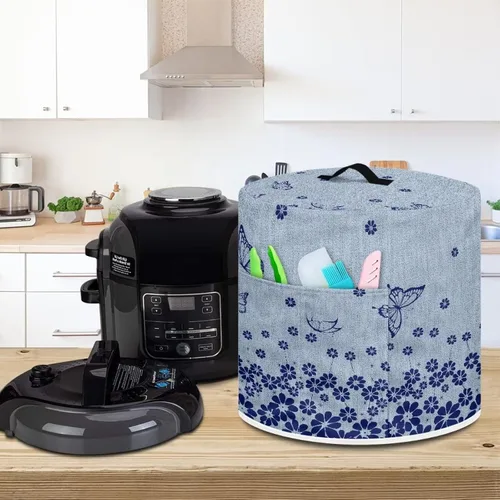 Vista 3 de Flashideas Funda floral para olla a presión para mujer, protección contra el polvo, cubierta de olla arrocera con aislamiento de mariposa con forro