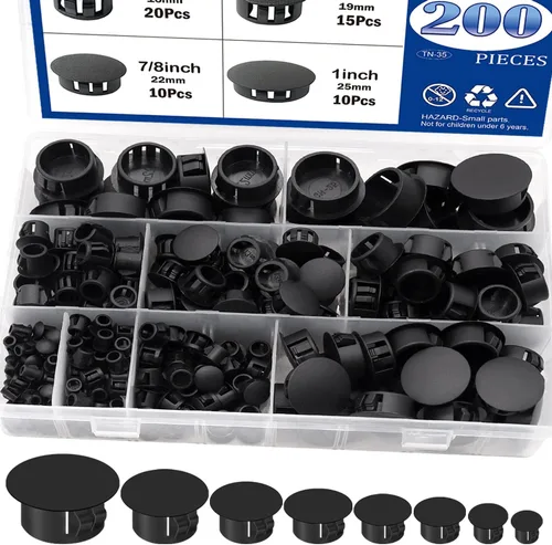 Vista 10 de Tnisesm 65 piezas 6 tamaños Tapones de goma negros para agujeros redondos, tapones de silicona, 1" 3/4" 5/8" 1/2" 3/8" 1/4" tapones de agujero