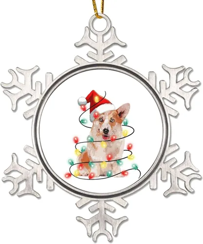 Vista 11 de Decoración de árbol de Navidad de metal con copo de nieve para perro, adorno de Navidad para perro, adorno de Navidad de feliz Navidad, sombrero