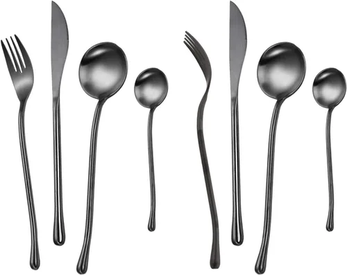 Vista 12 de JASHII Juego de cubiertos dorados mate, servicio para 2, juego de cubiertos de acero inoxidable 18/10 con acabado satinado, utensilios de cocina