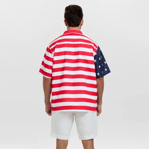Vista 4 de SIX ISLANDS Camisa de playa hawaiana de manga corta para hombre grande y alto, camisa floral con botones para hombre, camisa cubana para hombre