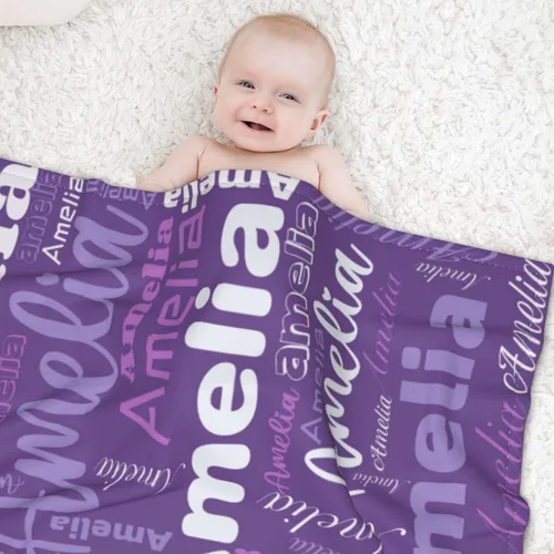 Vista 3 de Mantas personalizadas con nombre para niños, mantas de bebé personalizadas para niñas y niños con nombre, mantas de bebé personalizadas con nombre