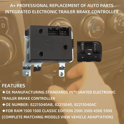 Vista 2 de Dasbecan Controlador de freno de remolque electrónico integrado compatible con Dodge Ram 1500 2500 3500 4500 5500 2016-2018, Ram 1500 Classic