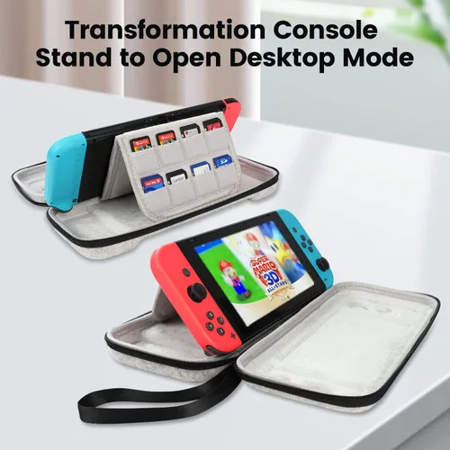 Vista 4 de SARLAR Switch - Funda de transporte rígida compatible con Nintendo SwitchSwitch OLEDSwitch Lite, bolsa portátil y ligera con 16 cartuchos