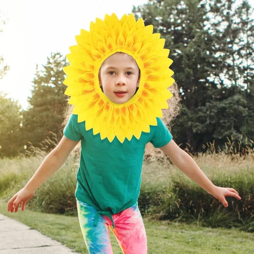 Vista 5 de SAFIGLE 3 piezas de sombreros de girasol para niños y adultos decoración de girasol, tela cómoda, fácil de llevar, perfecto para juegos deportivos