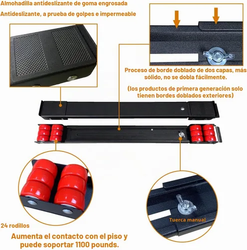 Vista 3 de Rodillos de electrodomésticos resistentes, máximo 32 pulgadas, rodillos extensibles de segunda generación, base de lavadora móvil para mover Negro