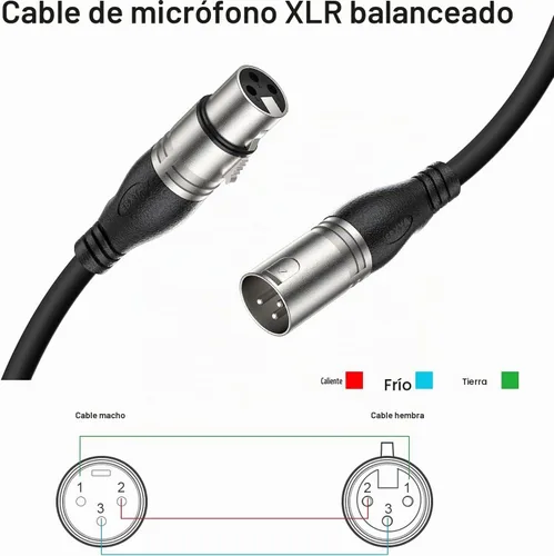 Vista 3 de EBXYA Cable XLR de 2 pies, paquete de 10 unidades, cable de micrófono equilibrado premium con cable XLR de 3 pines macho a hembra, color negro