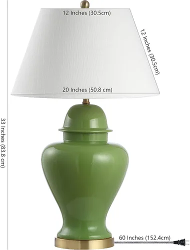 Vista 6 de JONATHAN Y JYL6618A - Lámpara de mesa moderna de cerámica verde de 33 pulgadas para sala de estar, lámpara de noche tradicional para entrada