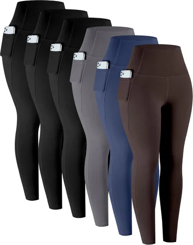 Vista 9 de LZYVOO - Leggings con bolsillos para mujer, 6 paquetes, pantalones de yoga de cintura alta suaves con control de abdomen para entrenamiento