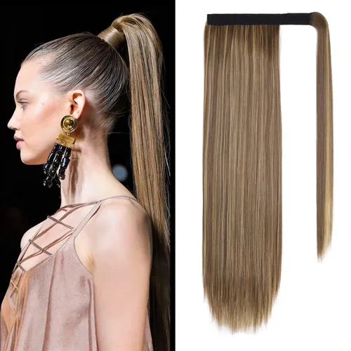 Vista 8 de SEIKEA Extensión de cola de caballo con clip alrededor del cabello lacio para mujer (12 pulgadas, negro)