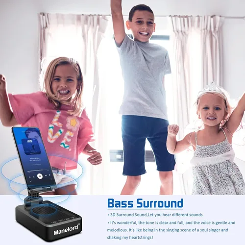Vista 7 de Soporte para teléfono celular con altavoz Bluetooth inalámbrico compatible con iPhone/Samsung/iPad, soporte de teléfono de diseño antideslizante