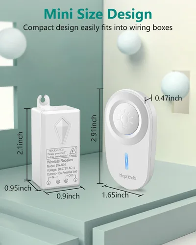 Vista 7 de Interruptores inalámbricos para luces, no requiere cableado en la pared, interruptor de luz de control remoto, interruptor de panel inalámbrico