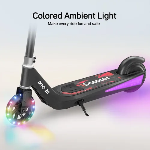 Vista 9 de iScooter IK3/IK3Pro Scooter eléctrico para niños de 6 a 12 años, velocidad máxima de 10 MPH, 3 alturas (IK3Pro), carga magnética, luces coloridas