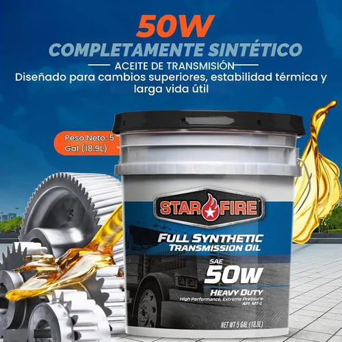 Vista 3 de STARFIRE SAE 50W Aceite sintético completo para transmisión – cubo de 5 galones – Aceite para engranajes de alta resistencia para transmisiones