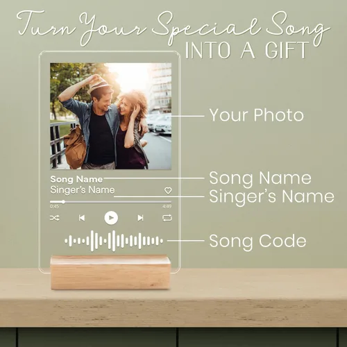 Vista 3 de Regalos personalizados para el día de San Valentín, placa acrílica personalizada para Spotify con foto y enlace de canción, llavero a juego