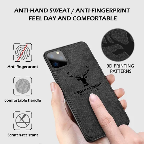 Vista 5 de Funda protectora de tela de TPU con textura suave de lujo para iPhone 12 y iPhone Pro, resistente a la suciedad, antigolpes, antihuellas, protección