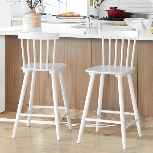 Vista 16 de LUE BONA Windsor - Juego de 2 taburetes de bar de madera para isla de cocina, estilo casa de campo de 24 pulgadas de altura de mostrador, sillas