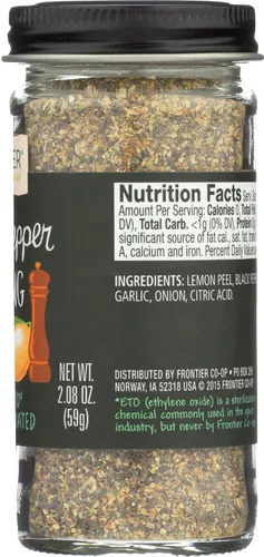 Vista 7 de Frontier Seasoning Blends, pimienta de limón sin sal, botella de 2.08 onzas