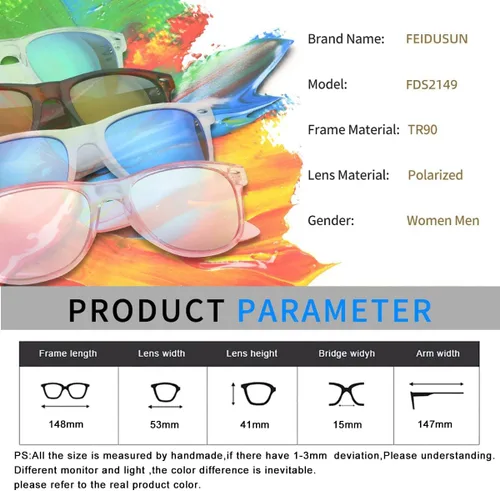 Vista 3 de FEIDUSUN Lentes de sol polarizados para hombre y mujer, lentes de sol retro negros para conducir, pescar, protección UV