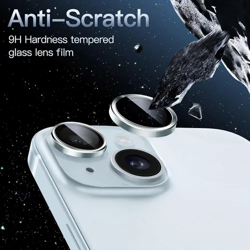 Vista 4 de JETech Protector de lente de cámara para iPhone 15 de 6.1 pulgadas y iPhone 15 Plus de 6.7 pulgadas, cubierta de anillo individual de metal de Azul
