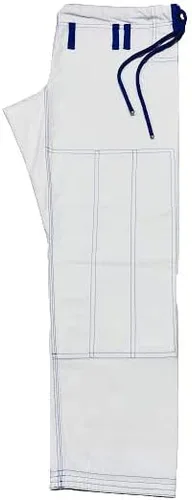 Vista 7 de Blanco Royal Blue Stitch Bjj Gi Jiu Jitsu Kimonos Gi 100% algodón Perl Weave 450GSM