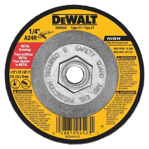 Vista 3 de DEWALT Muela abrasiva, uso general para metal, 4-1/2 pulgadas x 1/4 pulgadas x 5/8 pulgadas (DW4523)