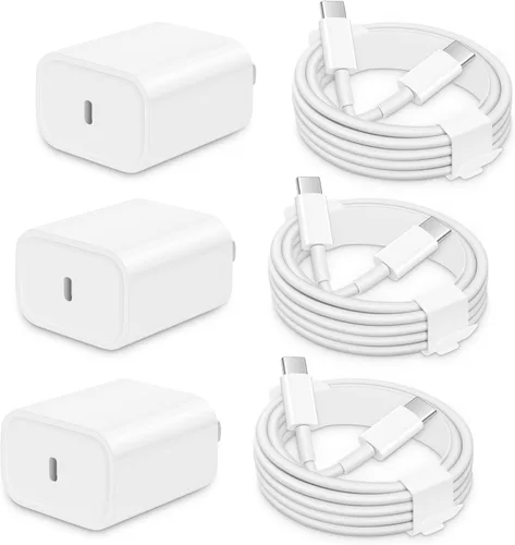 Vista 13 de Paquete de 3 bloques de carga rápida AISNI compatibles con iPhone 17, 16, 15, cargador USB C de carga rápida, cable de carga larga tipo C de 6 pies