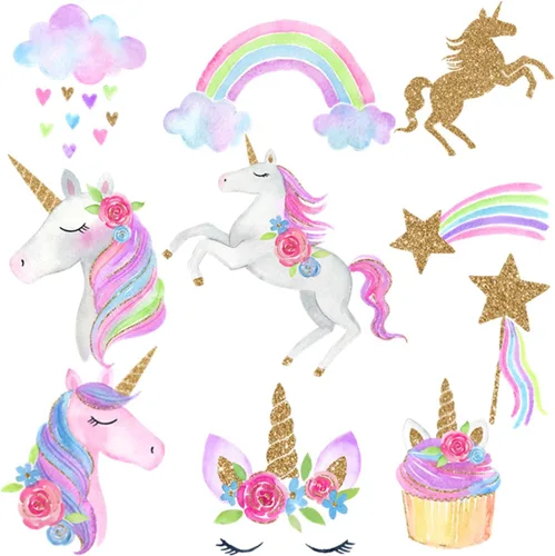 Vista 2 de Decoración de 30 unidades con diseño de unicornio para colgar, para fiestas, cumpleaños.