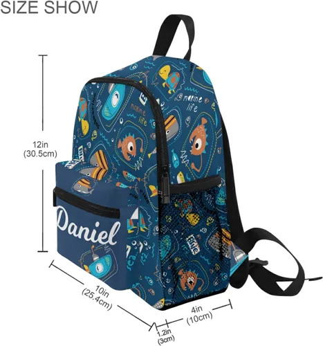Vista 5 de Mochila de coche personalizada para niños preescolares mochila escolar para niñas y niños bonita bolsa de libros para senderismo camping 09-mar