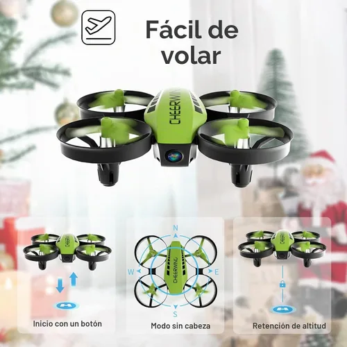Vista 3 de Cheerwing CW10 Mini Dron, WiFi FPV Drone con cámara RC Drone Toy Verde