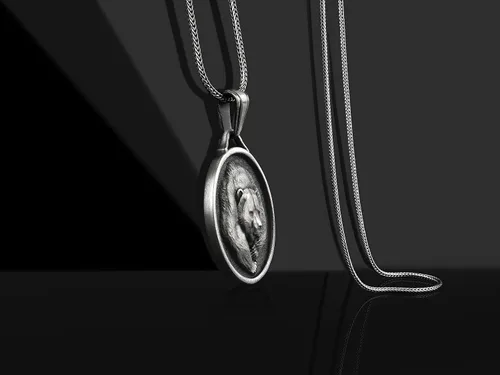 Vista 5 de BySilverStone Jewelry - Collar con dije de oso enojado vikingo para hombre, colgante de oso escandinavo de plata grande, medallón de oso vikingo