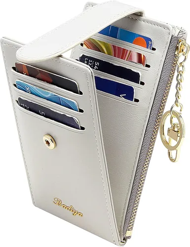 Vista 24 de Badiya Tarjetero para mujeres con RFID, carteras delgadas, plegables, tarjetero multifuncional, monedero
