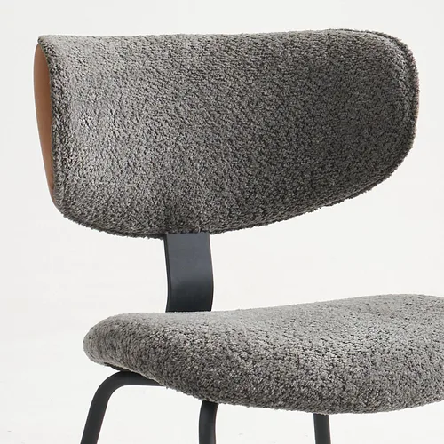 Vista 4 de GrandNoor Modern Boucle - Juego de 2 sillas de comedor de piel sintética, respaldo curvado, sillas de comedor tapizadas con patas de metal