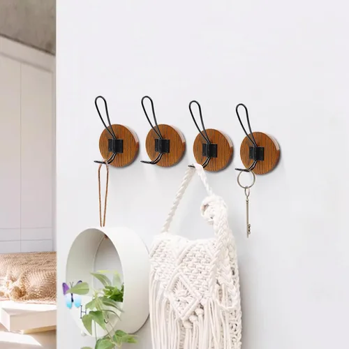 Vista 8 de Ganchos para toallas de baño, paquete de 2 ganchos de pared rústicos de granja para colgar batas, colgador de puerta autoadhesivo para colgar