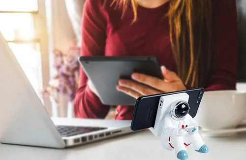 Vista 5 de Soporte de teléfono para escritorio, soporte creativo de astronauta para teléfono celular, tabletas, soporte de teléfono para iPhone, iPad, teléfono