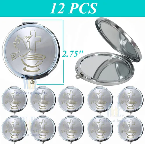 Vista 2 de Bautismo Maquillaje Compacto Espejo Favores (12 PCS) Bautizo Recuerdos 1ª Comunión Espíritu Santo
