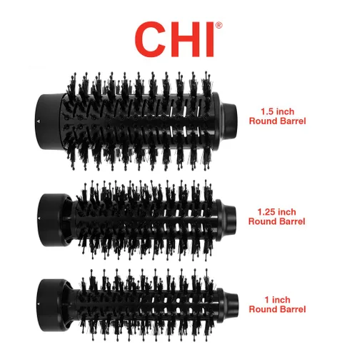Vista 2 de CHI Cepillo redondo 3 en 1 para secado de pelo, cepillo secador de pelo para cabello liso y sin encrespamiento, 3 cabezales de cepillo